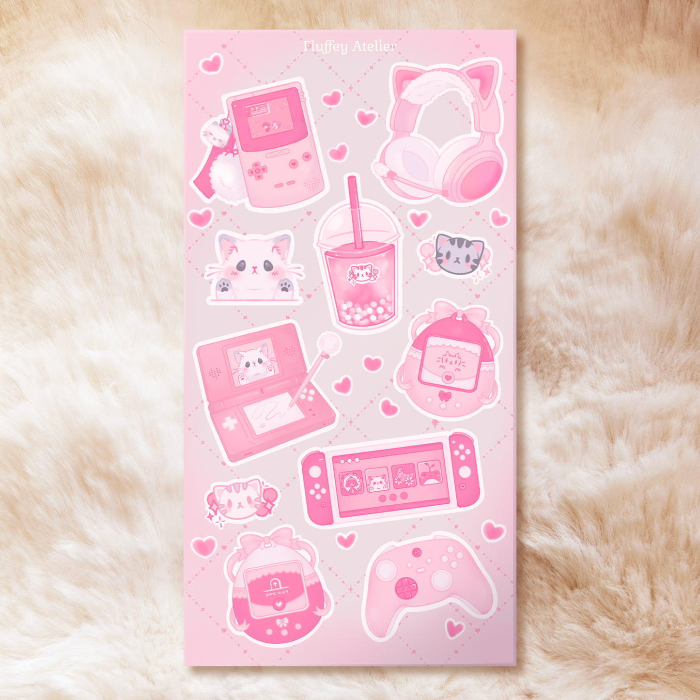 Gaming Set in Pink/White Sticker Sheet