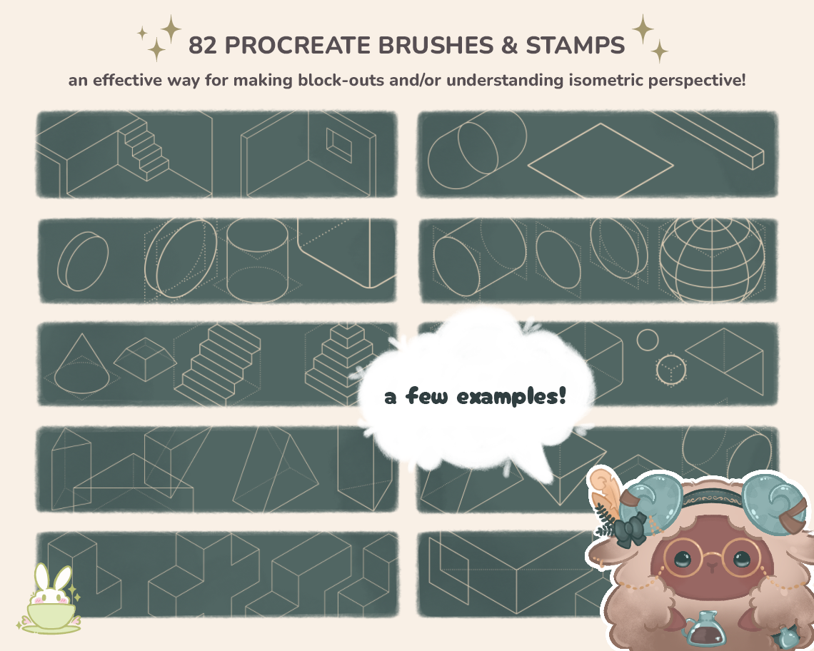 Isometric Shapes Brushes for Procreate