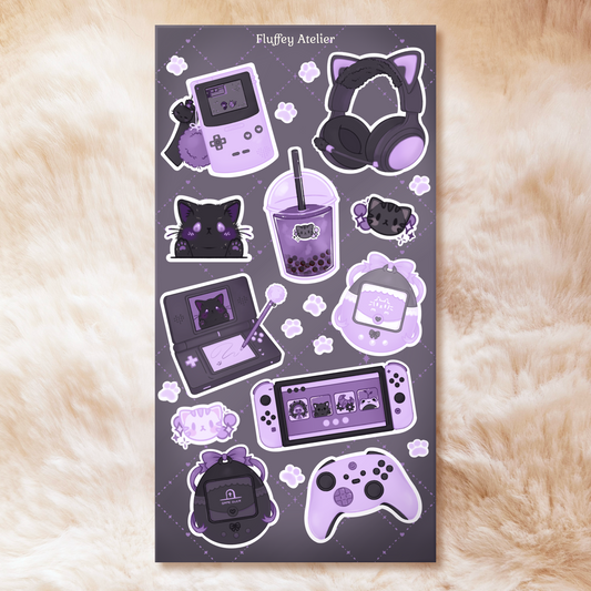 Gaming Set in Lavender/Black Sticker Sheet