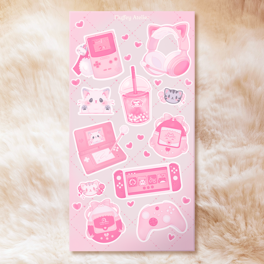 Gaming Set in Pink/White Sticker Sheet